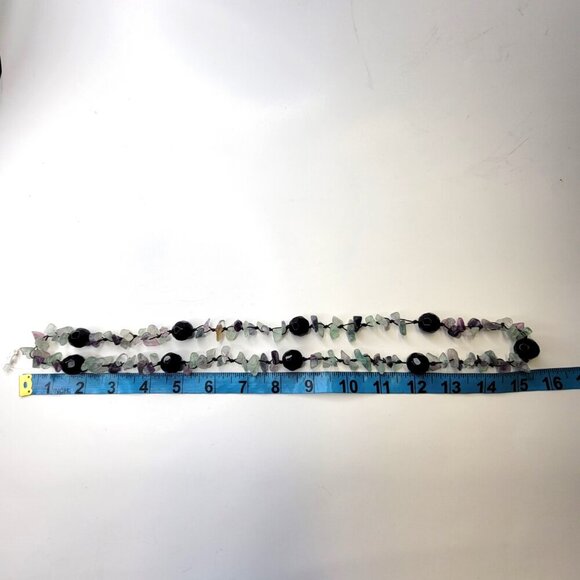 Green and Purple Necklace Fashion Chips and Nuggets Fashion Flourite Stone- NEW! - Picture 6 of 7